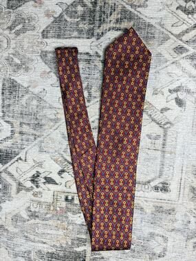 Rare Bellagio Seta Como Italian Silk Tie Red Horsebit Print Handcrafted Italy
